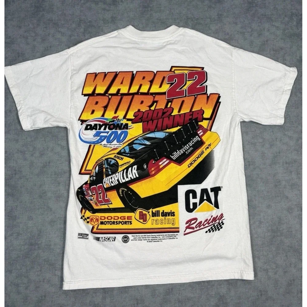 Vintage 2002 Ward Burton Daytona 500 Winner NASCAR CAT #22 Shirt M Double Side